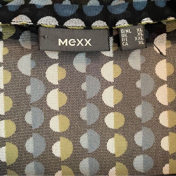 90s vintage Mexx mesh collared shirt deep v neck buckle  detail - Picture 9 of 10